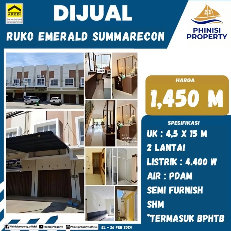 Dijual Ruko Emerald Summarecon