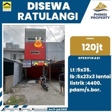 Disewa Ruko Jalan Ratulangi