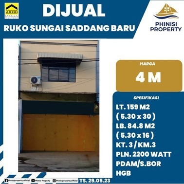 Dijual Ruko di Jalan Sungai Saddang Baru