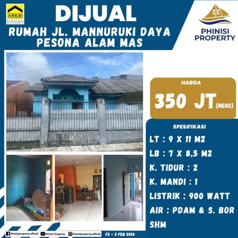 Dijual Rumah Jalan Mannuruki Daya Kompleks Pesona Alam Mas