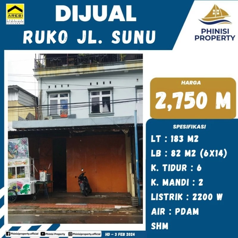 Dijual Ruko Jalan Sunu