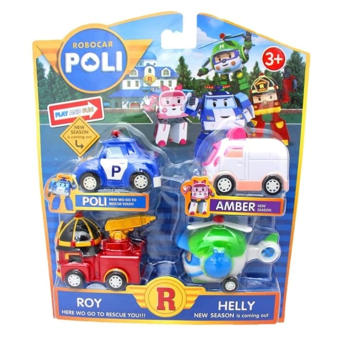 Mainan Anak Mobil-Mobilan Poli Pullback Set 4 Robocar Poli 